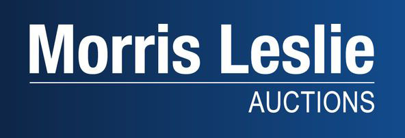 Morris Leslie Auctions logo in white text on a dark blue gradient background